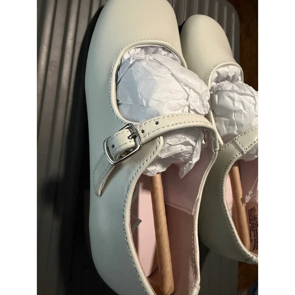 Nina Memory Foam Girls White Leather Mary Jane Dress Shoes Buckle US 12.5 M
